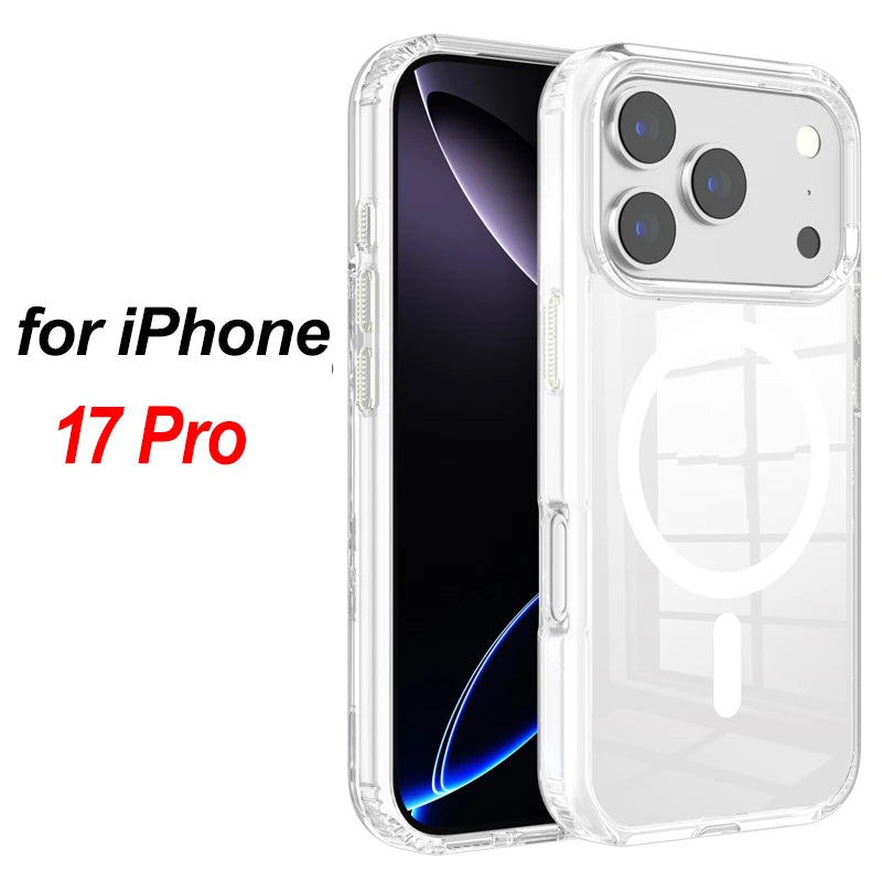 Clear Case Phone Cover Transparent Magnetic Back Bumper for iPhone 17/17promax/17pro