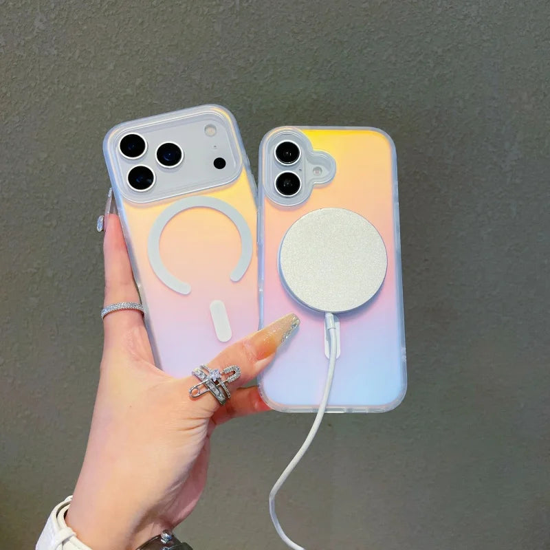 NEW For Iphone 17 Pro Max Laser Color-Changing Matte Phone Case