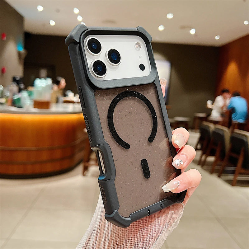 Shockproof Glitter Clear Magnetic Armor Case for iPhone 17 Series