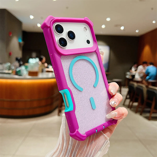 Shockproof Glitter Clear Magnetic Armor Case for iPhone 17 Series