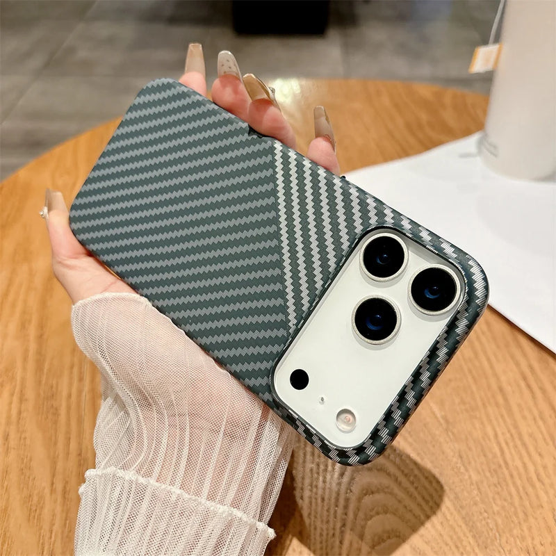 Colourful Kevlar Carbon Fibre Pattern Magnetic Phone Case For iPhone 17 Pro Max Plus Wireless Charge Cover