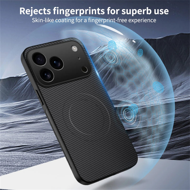 Ultra Thin Carbon Fiber Magnetic Leather Case for iPhone 17 Series