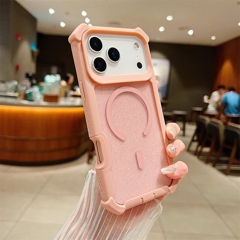 Shockproof Glitter Clear Magnetic Armor Case for iPhone 17 Series