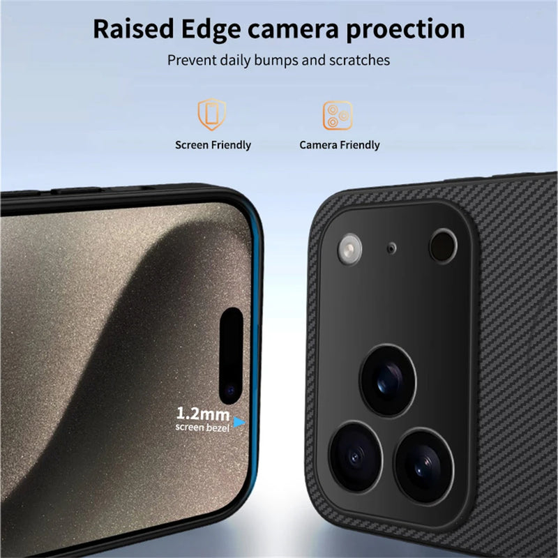 Ultra Thin Carbon Fiber Magnetic Leather Case for iPhone 17 Series