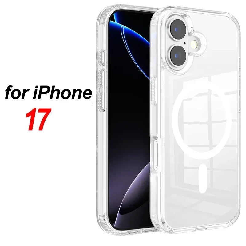 Clear Case Phone Cover Transparent Magnetic Back Bumper for iPhone 17/17promax/17pro