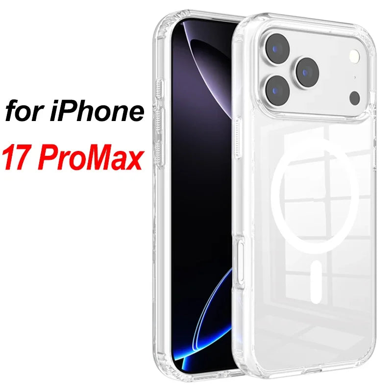 Clear Case Phone Cover Transparent Magnetic Back Bumper for iPhone 17/17promax/17pro