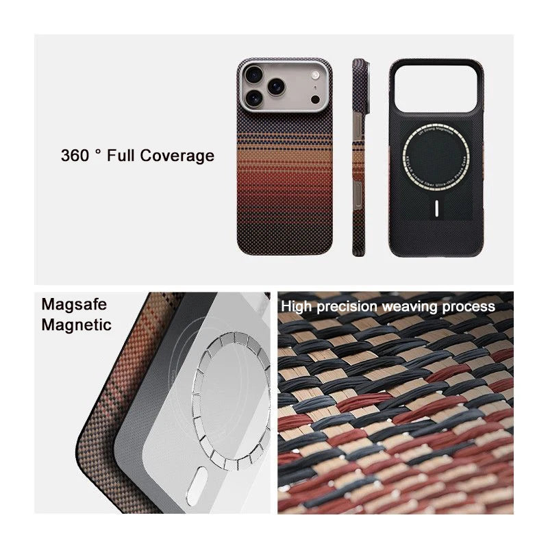 Kevlar Aramid Carbon Fiber Case For iPhone 17 Pro Max 17Pro Magnetic Ultra-Thin Phone Back Case