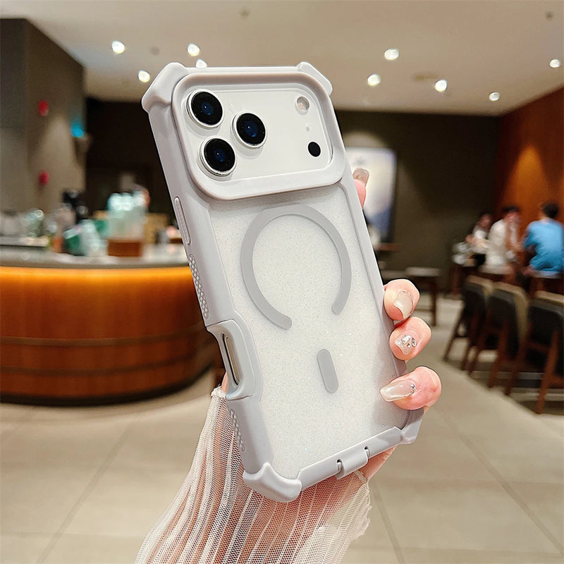 Shockproof Glitter Clear Magnetic Armor Case for iPhone 17 Series