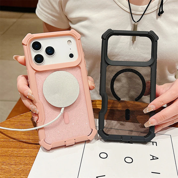 Shockproof Glitter Clear Magnetic Armor Case for iPhone 17 Series