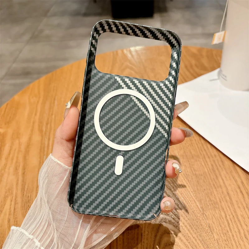 Colourful Kevlar Carbon Fibre Pattern Magnetic Phone Case For iPhone 17 Pro Max Plus Wireless Charge Cover