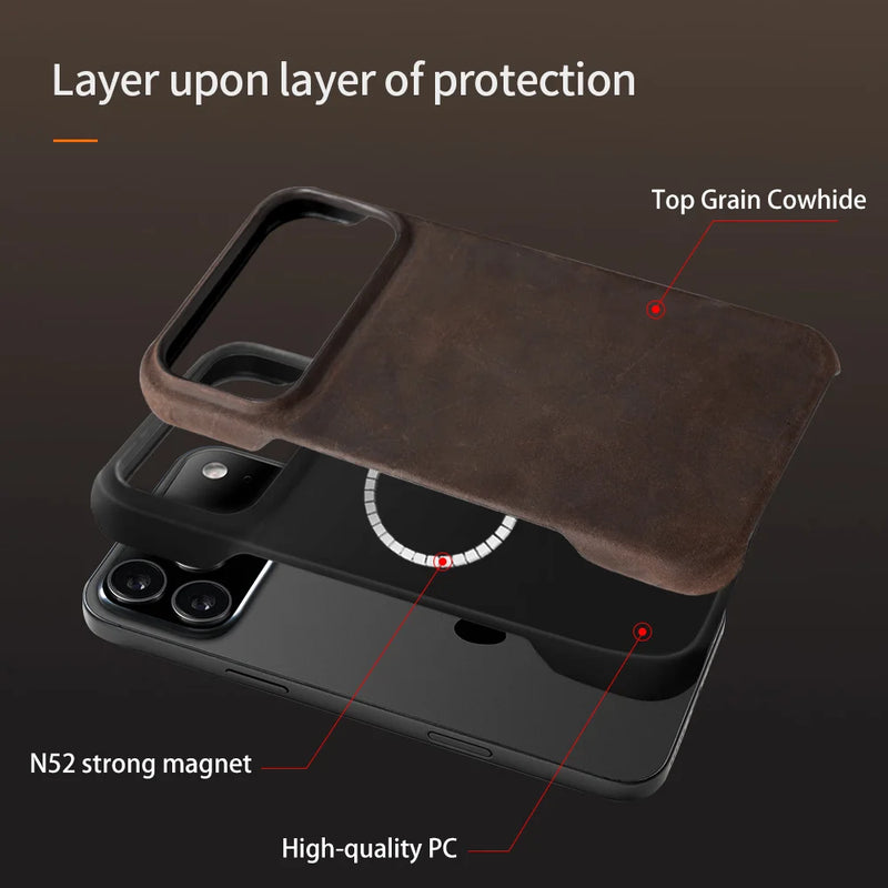 Case for iPhone 17 Series Luxury Genuine Leather