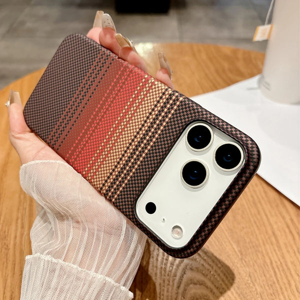 Colourful Kevlar Carbon Fibre Pattern Magnetic Phone Case For iPhone 17 Pro Max Plus Wireless Charge Cover